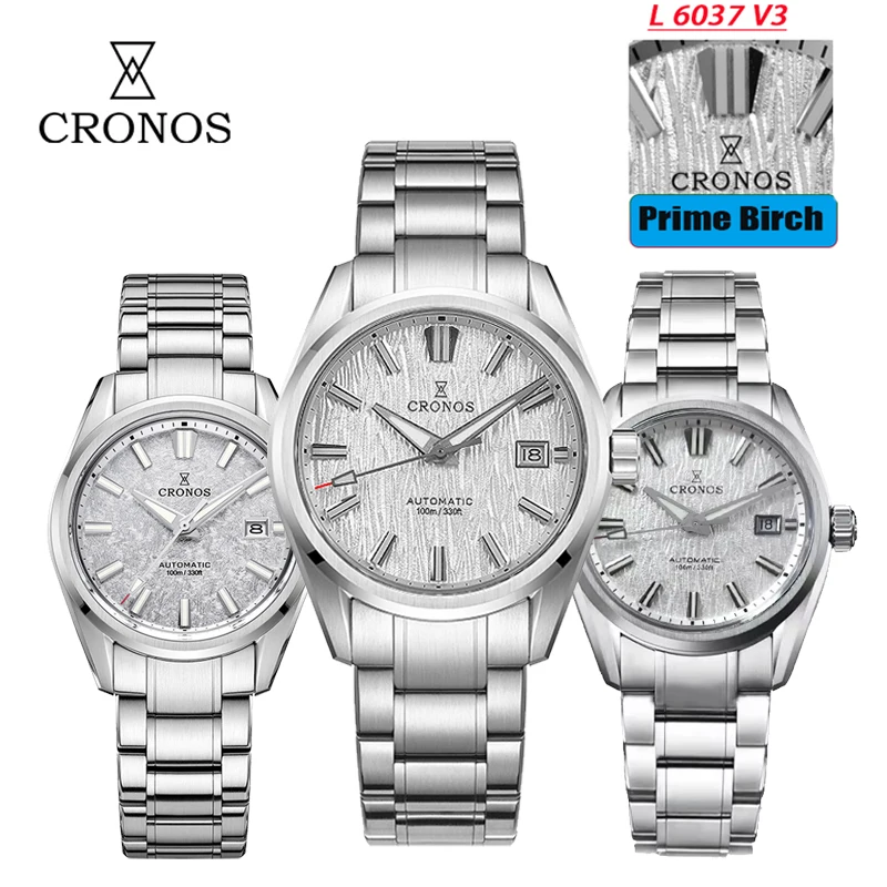 

Cronos 39 мм мужские часы с текстурой дерева циферблат PT5000 механизм механические деловые часы 100 м водонепроницаемые светящиеся роскошные часы для дайвинга