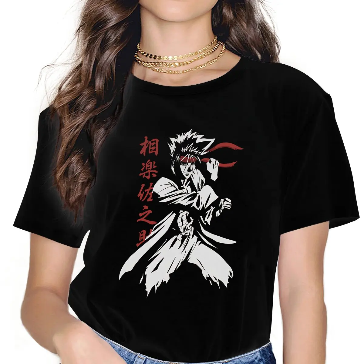 

Sanosuke Sagara Classic Women Tshirts Rurouni Kenshin Manga Gothic Vintage Female Clothing Loose Graphic Tops