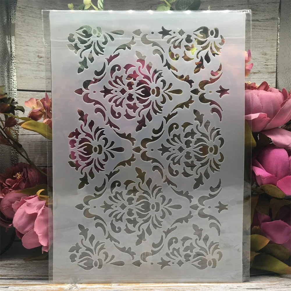 A4 29cm Palace Flower Texture DIY Layering Stencils Wall Painting Scrapbook Coloring Embossing Album Decorative Template