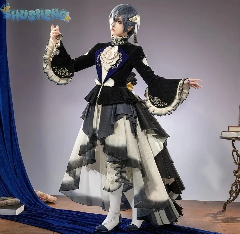 Anime Black Butler Ciel Phantomhive Cosplay Costume pour hommes et femmes, robe de carnaval de fête, accessoires de robe magnifiques, accessoire de mode, ensemble