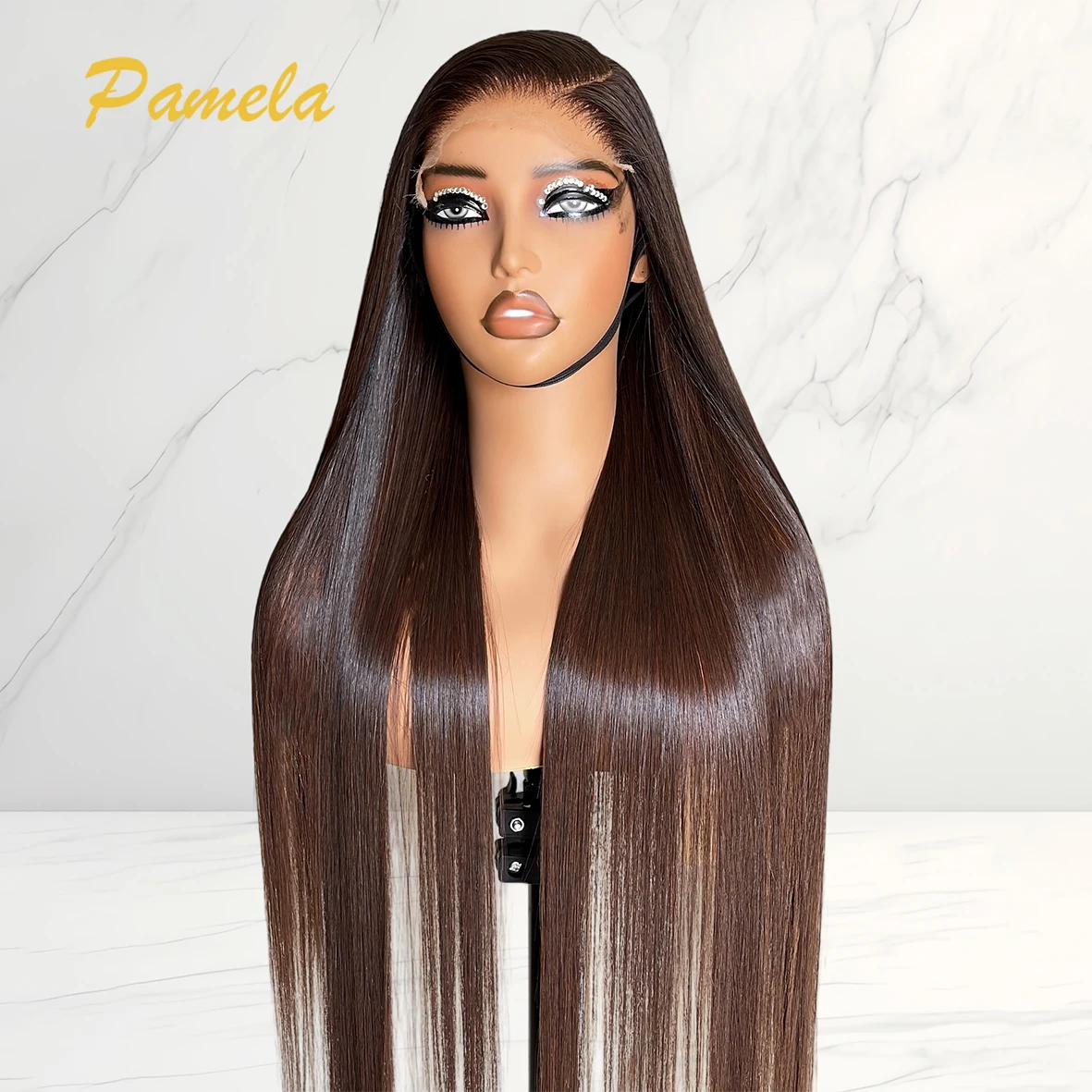 Glueless Ombre Brown Bone Straight 13x6 Lace Frontal 1b/4 Colored Human Hair Wigs Double Drawn Human Hair Wigs Ready To Go