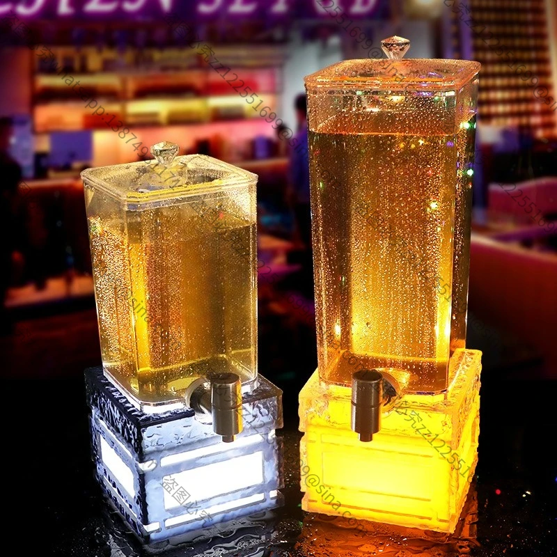 Suitable for LED Luminous WineCannon 3 Liters Bar KTV Creative Cola Juice Bucket with Faucet Internet Celebrity Draft Beer Keg