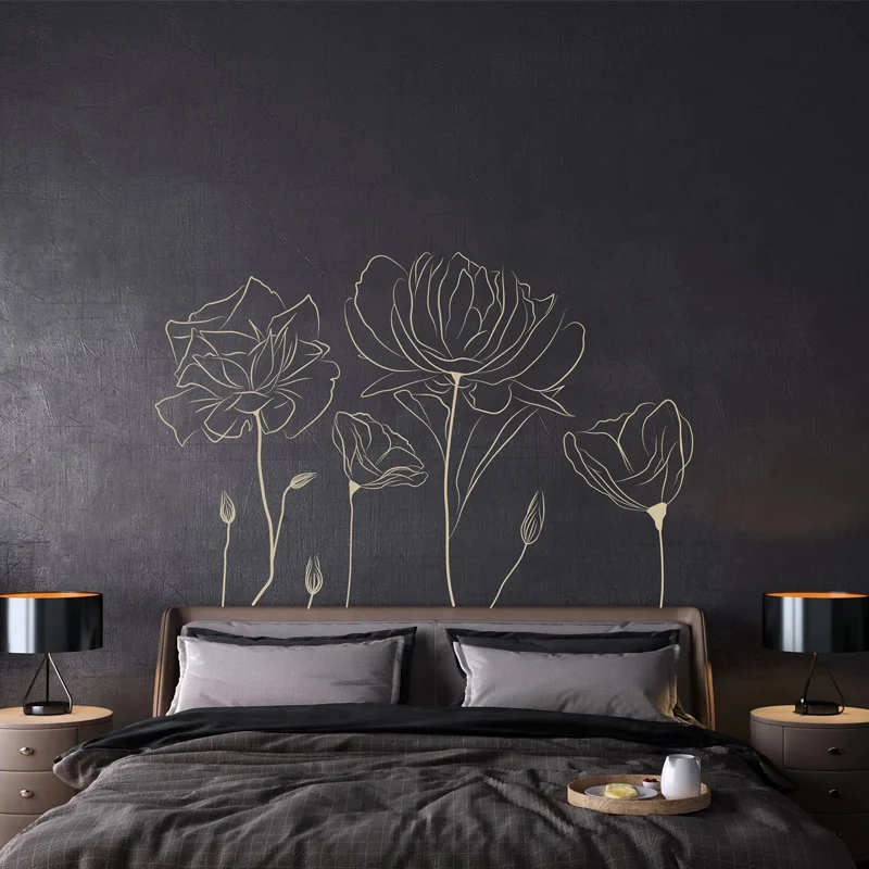 Plant Poppy Flower Pattern Wall Sticker Vinyl Interior Home Decoration for Living Room Bedroom Floral Decal Mural Removable G140