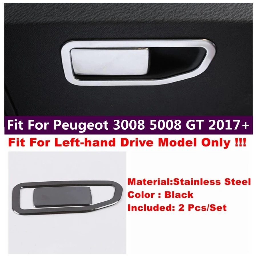 Glove Box Cover Copilot Storage Clasp Handle Bowl Sequins Sticker Trim For Peugeot 3008 5008 GT 2017 - 2023 Car Accessories