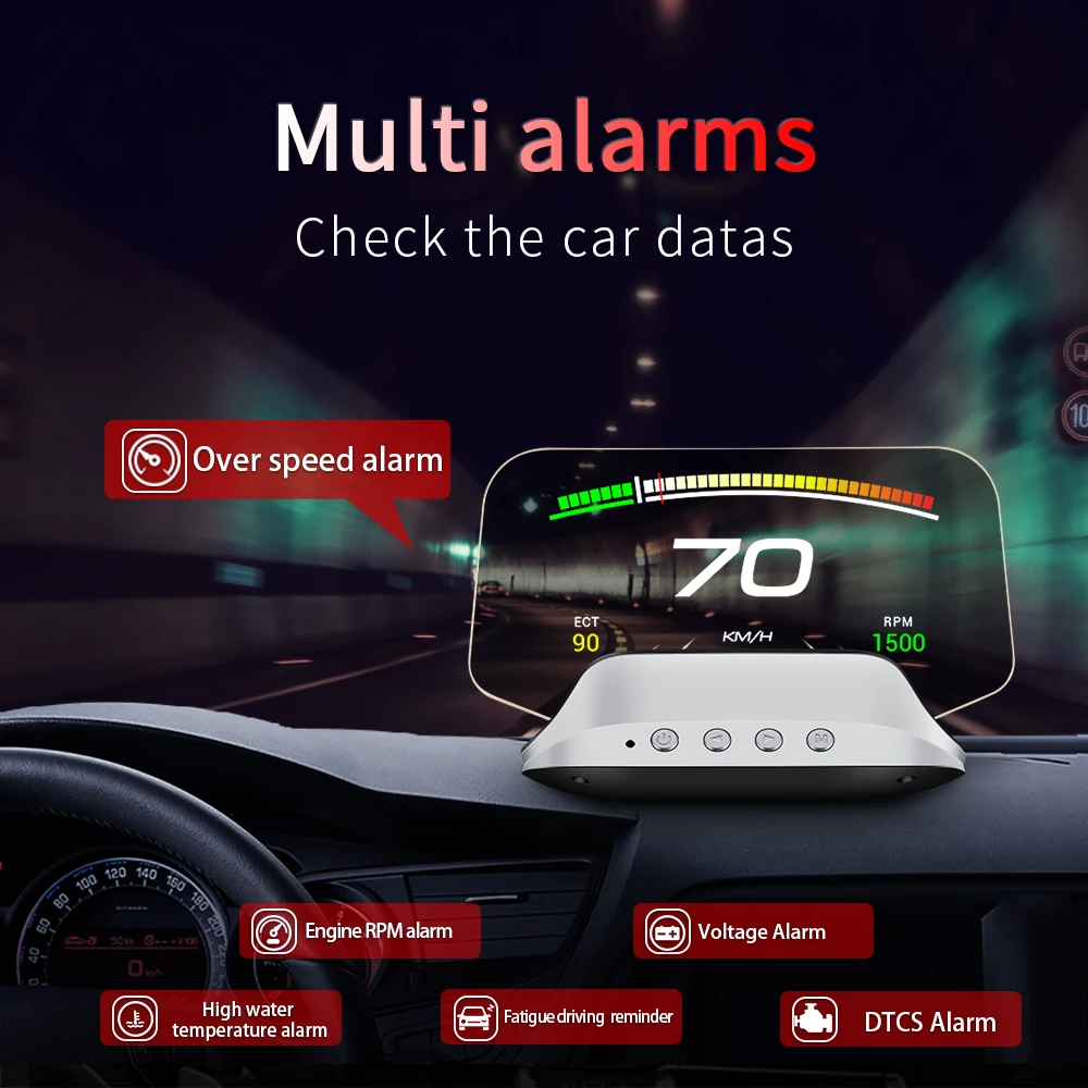 Car Head Up Display Digital GPS Navigation Speedometer Projecter OBD2 GPS Dual System Display Screen Display Speedup Test