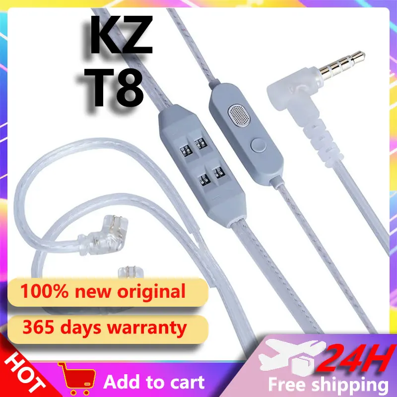 Pre-order KZ T8 In-ear Monitor Cable 8-Level Electronic Tuning Cord with Dual-Mic Hifi Audio Replaceable Earbuds Wire