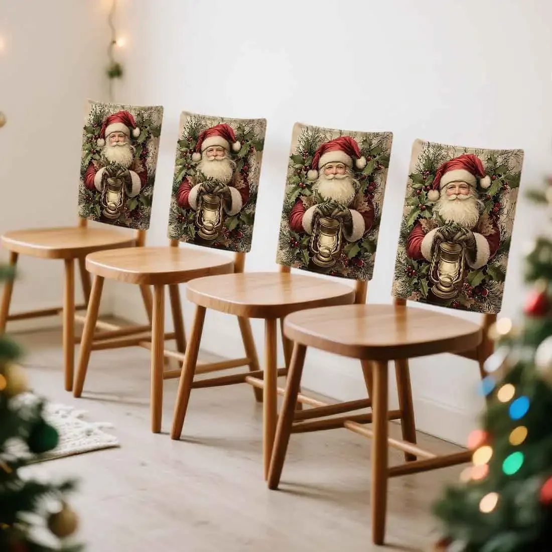 2/4/6pcs/set 45x55cm retro santa claus Chair Cover Table Decoration Dining Seat Chair Covers Dining Room Bar Party Banquate