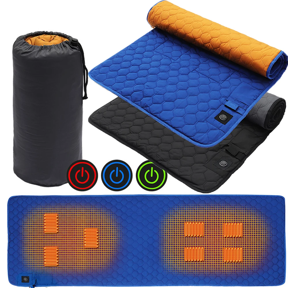 USB Heating Sleeping Mat Heating Zones Winter Smart Heat and Cold Sleeping Bag Pad Outdoor Camping Portable Charging Heating Pad