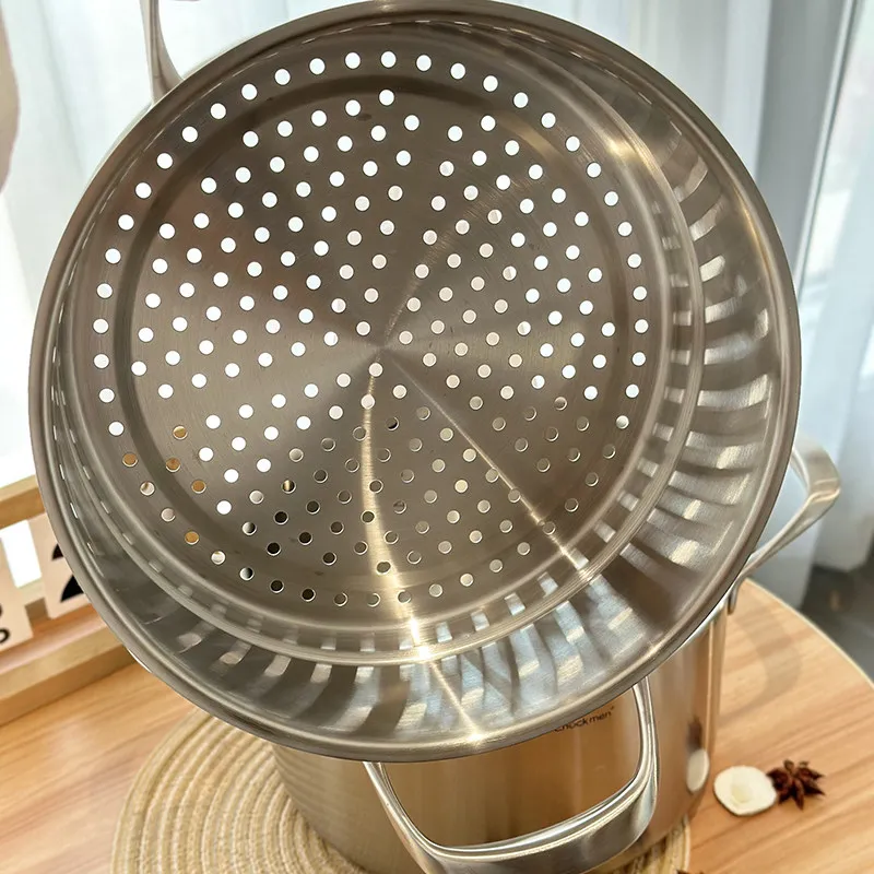 304 Stainless Steel Small Milk Soup Pot with Steamer Household Heat Resistant Cooking Cookware for Daily Food Making