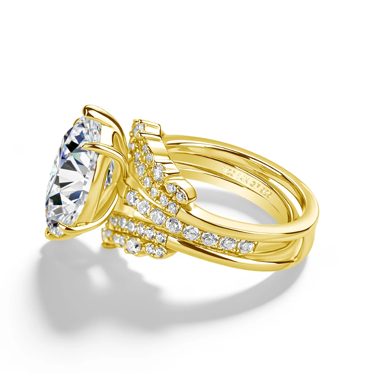 Au585 Vintage 3CT Marquise Cut Wedding Ring Set 14K Gold Filled 2pcs Band Stackable Ring for Women Bridal Engagement Luxury Jewe