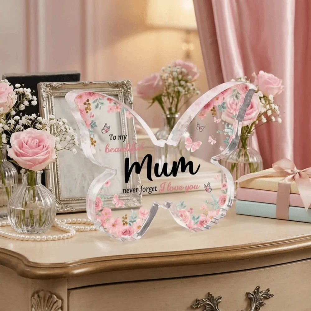 Creative Butterfly-Shaped Acrylic Plaque Acrylic Decorations Clear Butterfly Ornaments Beautiful Gifts for Mum Valentines Day