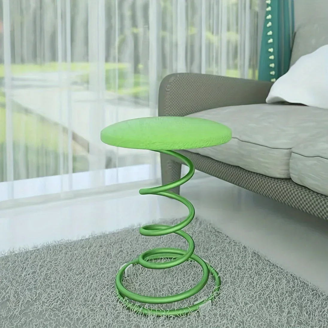 1pc Iron Home Spring Chair, Personality Light Luxury Creative Bar Stool, Fashion Spring Shape Stool For Restaurant Home Bar