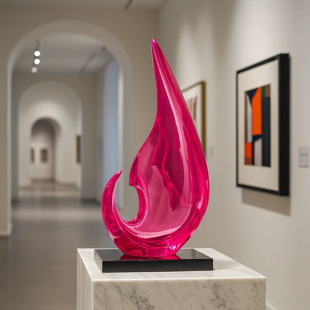 راتينج كريستال فاخر، منحوتة حمراء وردية مصنوعة يدويًا، ديكور داخلي لردهة الفندق #3