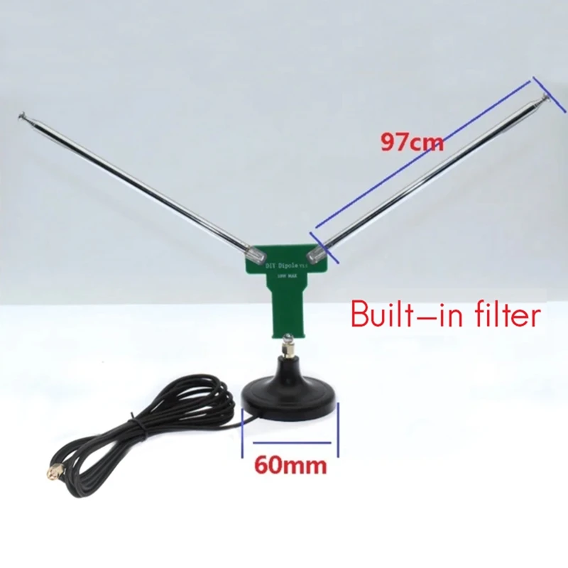 77M-415MHz FM Aviation Satellite Cloud Map Positive V Sheep'S Horn Telescopic Antenna V-Dipole Antenna-PZZW