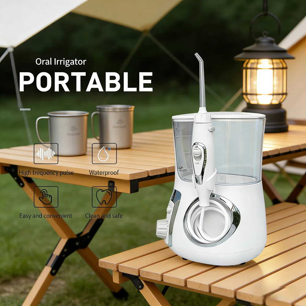 

Electric Dental Water Jet Flosser 10 Modes 800ML Desktop Oral Irrigator Deep Clean Teeth Gums Stop Bad Breath Cavities