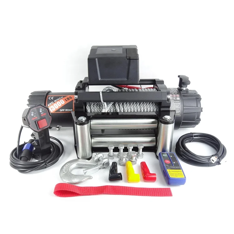 13000lbs 12V Recovery Electric Winch 4x4 For Car With Synthetic Rope 4WD Mini Portable Truck Winch 12 Volt