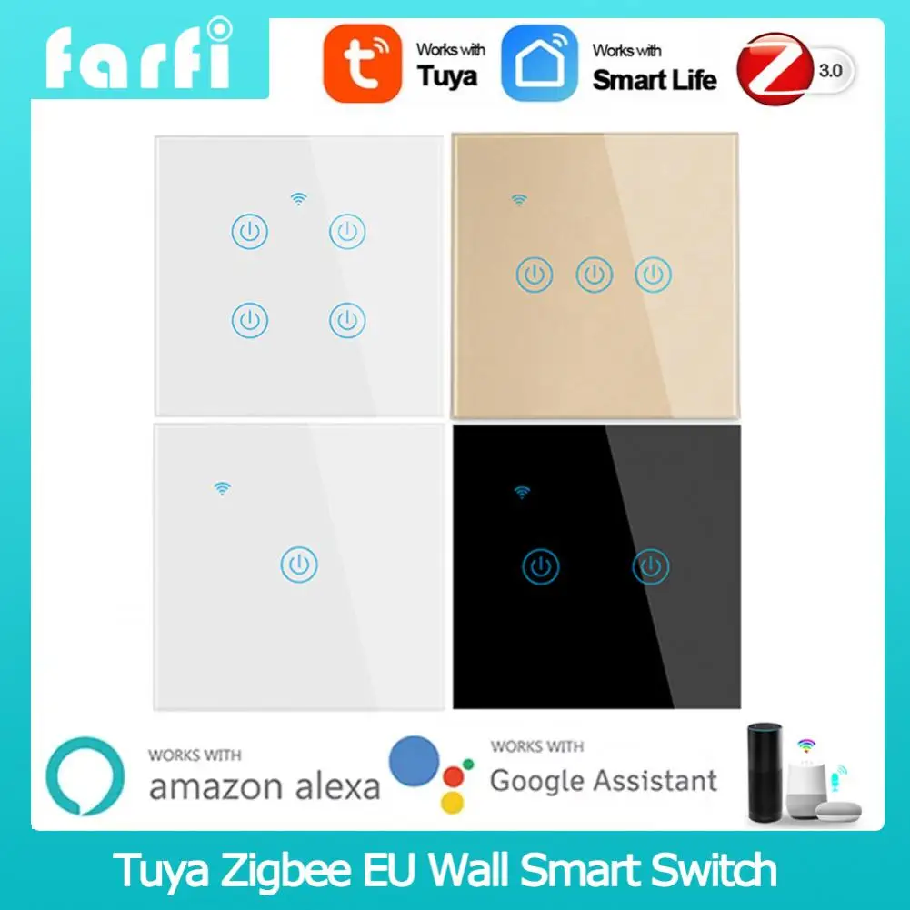 Zigbee Smart Light Switch No Neutral Wire Smart Life App Remote Control Wall Switch Panel Works With Alexa Google Home