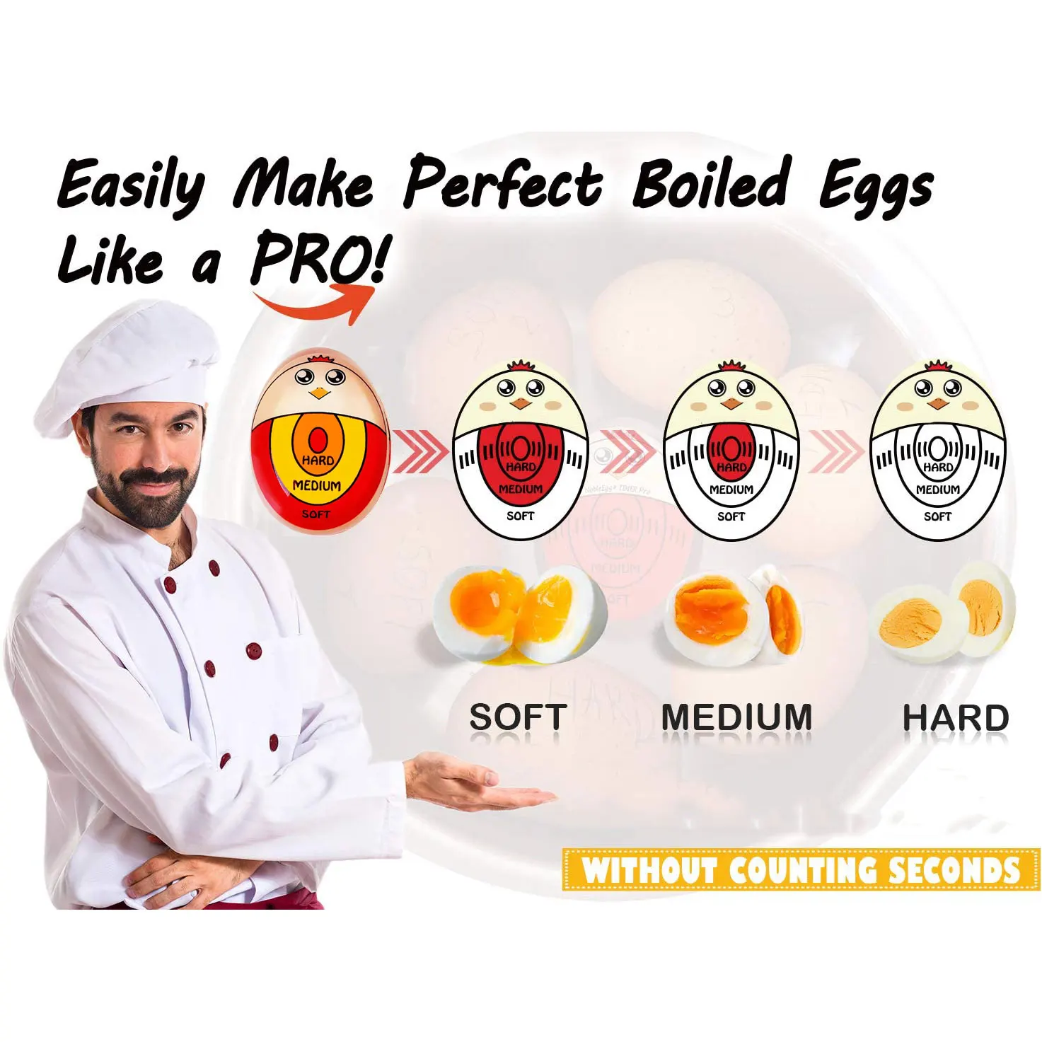 Egg Timers Pro for Cooking Countdown Timer,Soft Hard Boiled Egg Timer That Changes Color When Done | No BPA,kitchen Digital Time