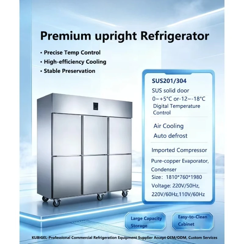 Airo Hot Sales Commercial Supermarket 6-Door Display Freezer Showcase Single-Temperature Air Cooler