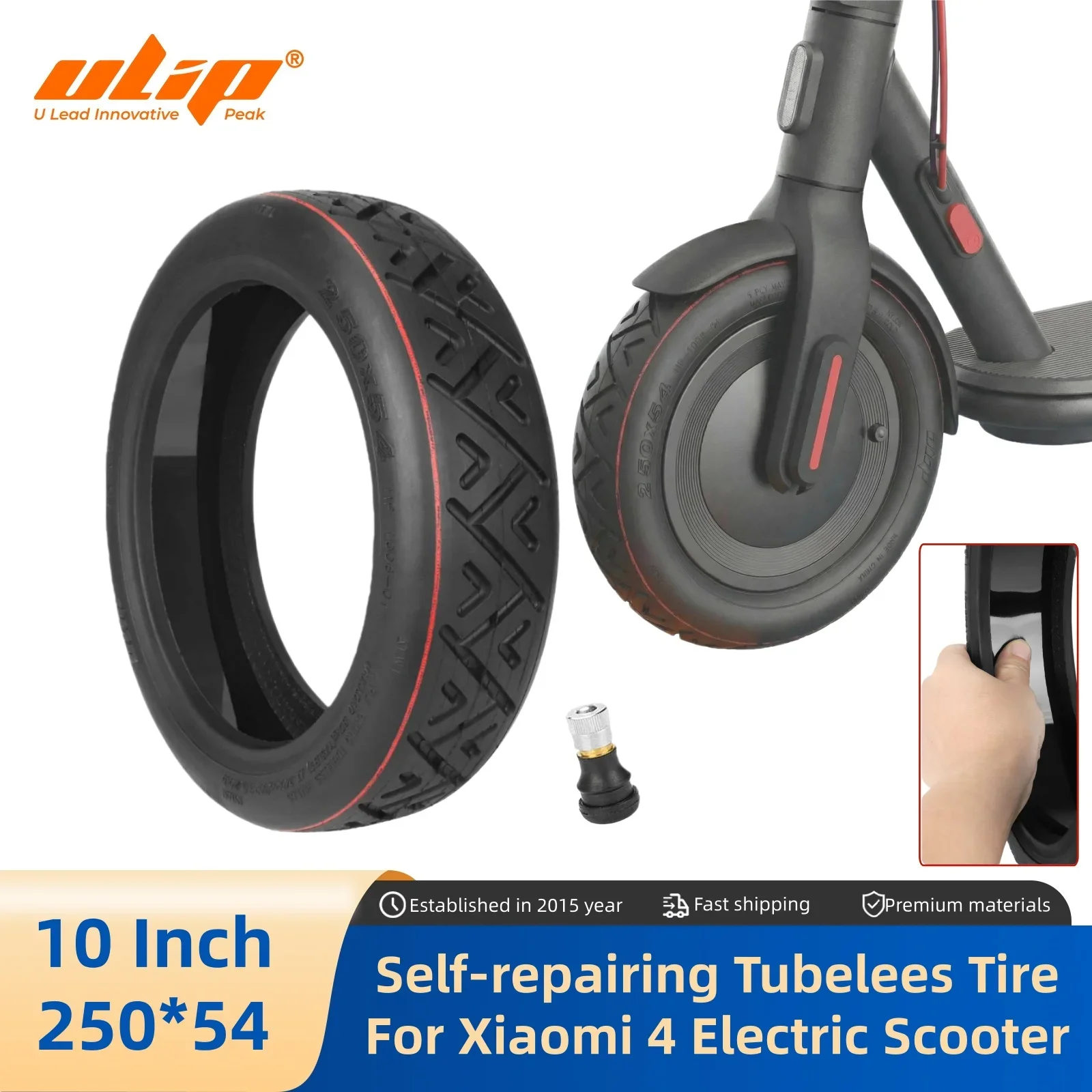 

Бескамерная самовосстанавливающаяся шина Ulip 10 дюймов 250*54 для электросамоката Xiaomi 4, внедорожная, самогерметизирующаяся, комплект с клапанами