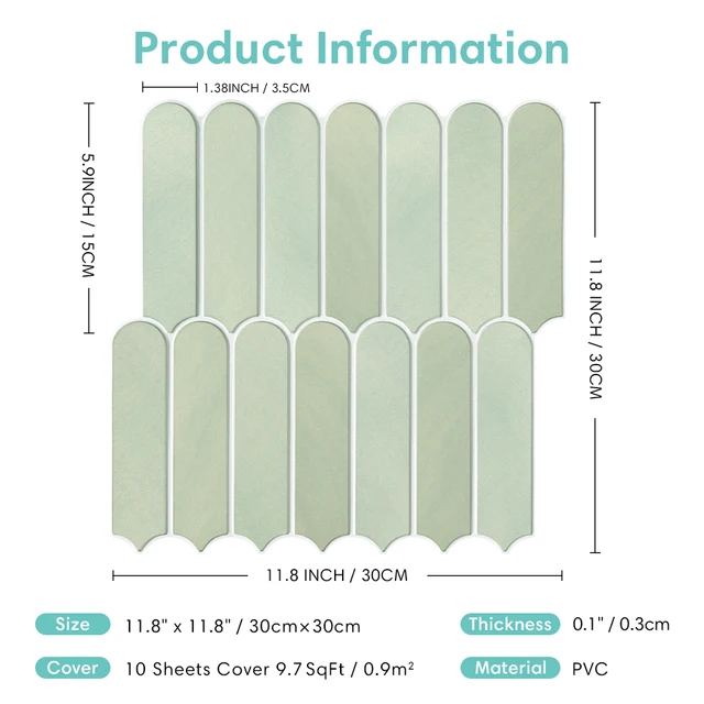 1/10pcs 3D Fish Scale Tile Sticker, Self-adhesive 3D Green Tile Backsplash for Kitchen Bathroom, Water Mold Resistant, 30x30cm 6 1/10pcs 3D Fish Scale Tile Sticker, Self-adhesive 3D Green Tile Backsplash for Kitchen Bathroom, Water Mold Resistant, 30x30cm 6