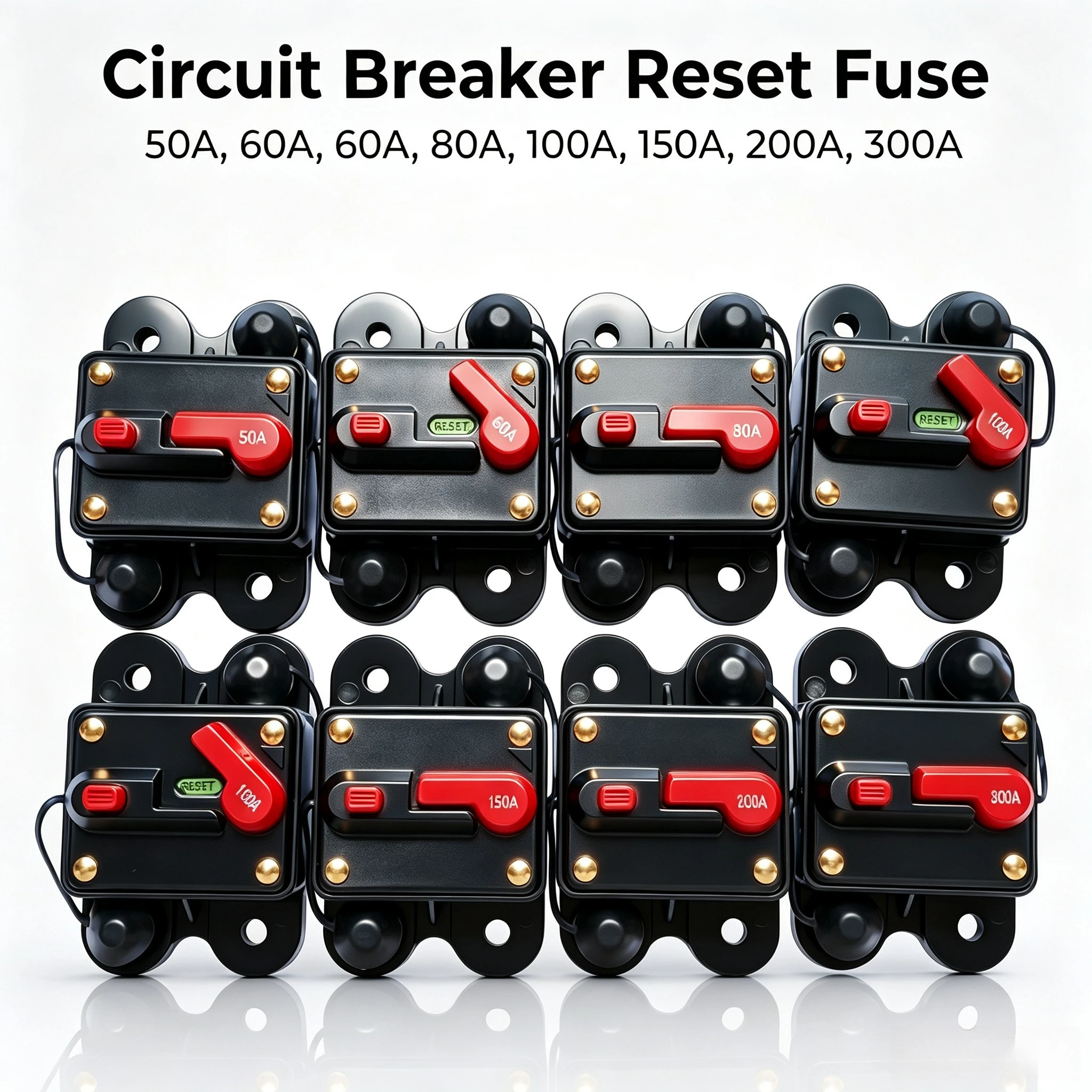 48-12VDC Circuit Breaker 200A 250A 300A 50A 60A 80A 100A 150A Car Truck Audio Resettable Fuse Circuit Breaker with Power Protect