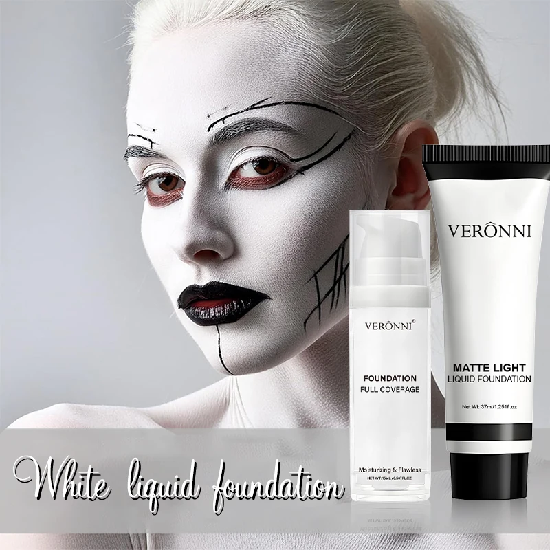 Reinweißes Make-up-Foundation-Creme-Set, mischbarer reiner weißer Foundation-Einsteller, Concealer, Gesichtsfarbe, Make-up, Goth für COS-Karneval – Detail 2