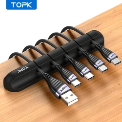 TOPK L16 Cable Organizer Silicone USB Cable Winder Desktop Tidy Management Clips Cable Holder for Mouse Headphone Wire Organizer