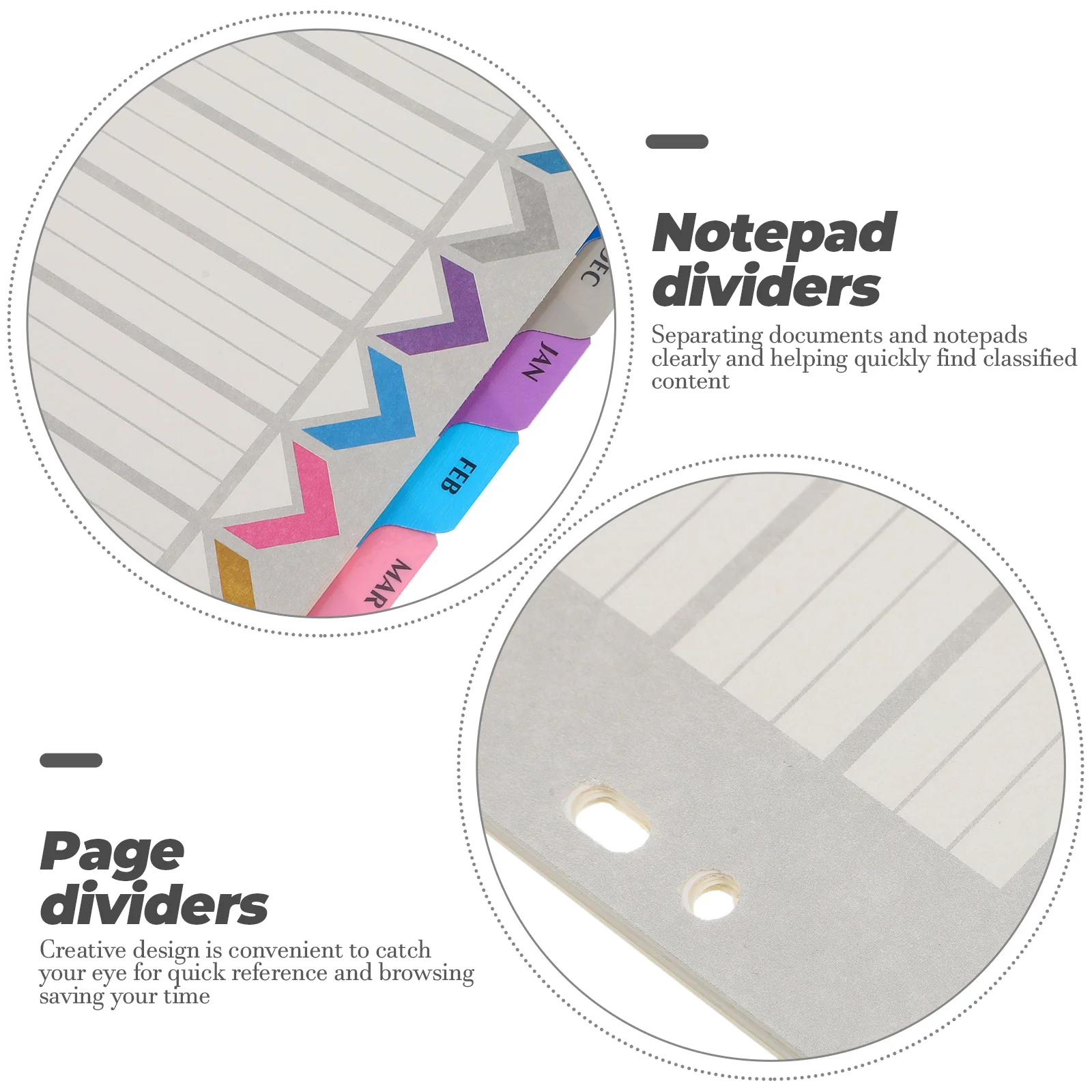 

12 Sheets Binder Dividers Detachable A4 Notebook Page Dividers Tabs for Classification Reports Research Files Divider Tabs