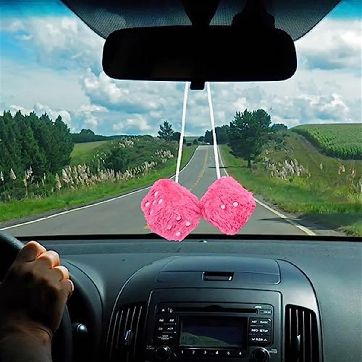 النرد معلق سيارة مع نقاط ، قلادة مرآة سيارة ، زخرفة داخلية ، ديكور أسود