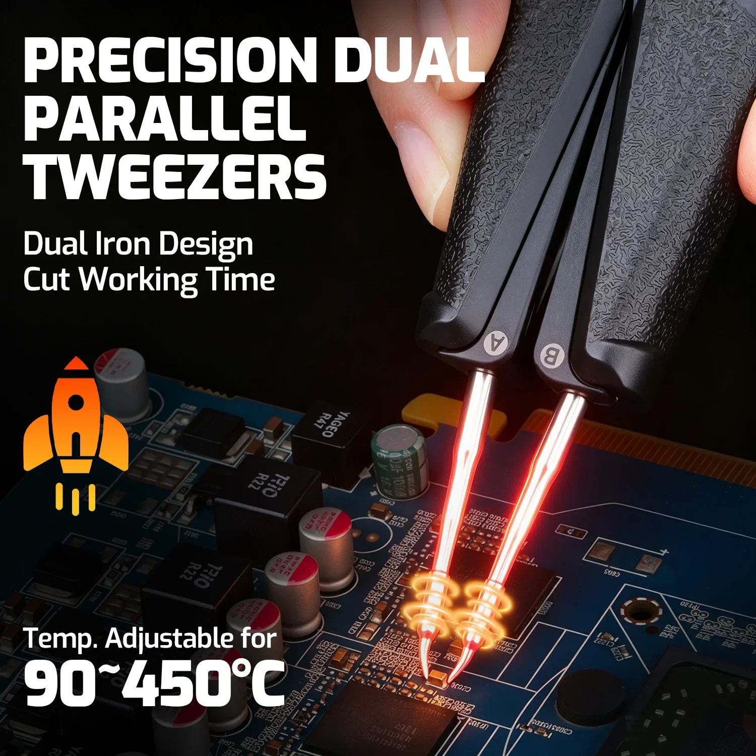 982-IX 25W Tweezers Micro Soldering Iron Kit 60W Fast Heating Portable SMD PCB Repair Tool LCD Precision Soldering Station