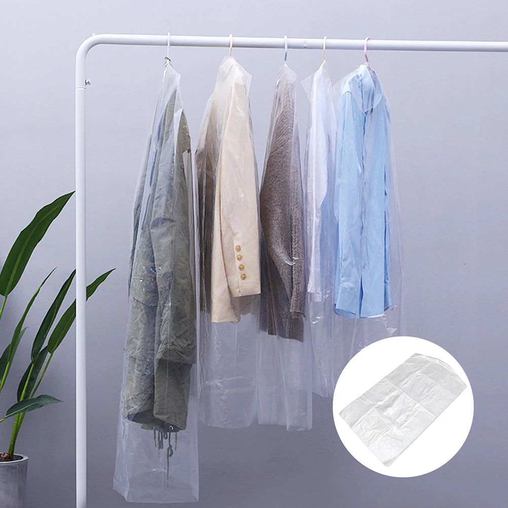 

100pcs Clothing Cover Plastic Garment Bags Lightweight Clothes Storage Bag For Travel Home Dust Proof Suit Protector Hanging