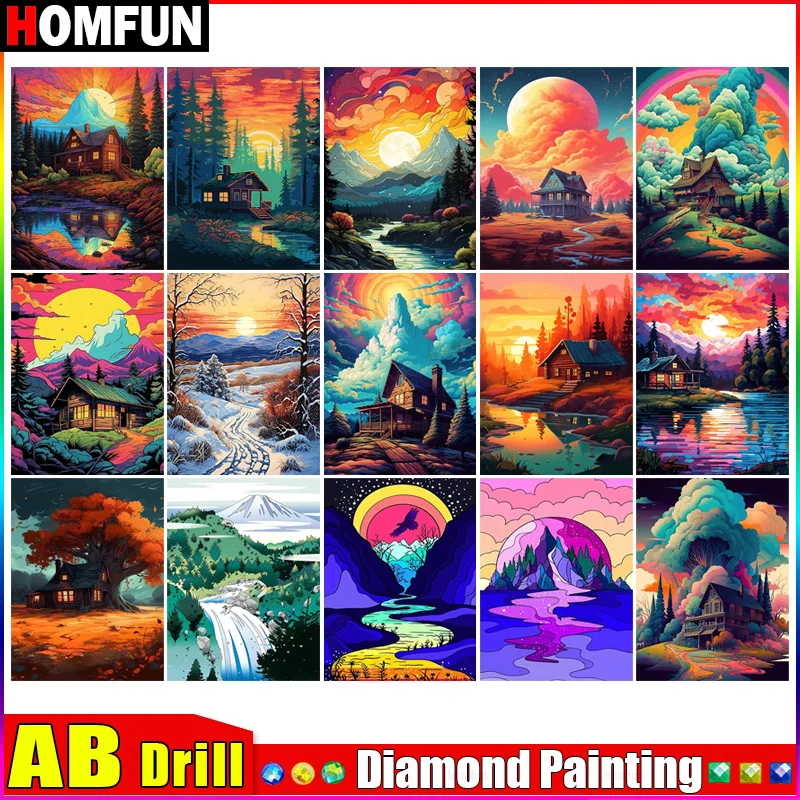 HOMFUN AB 5D DIY Diamond Embroidery Full Display 