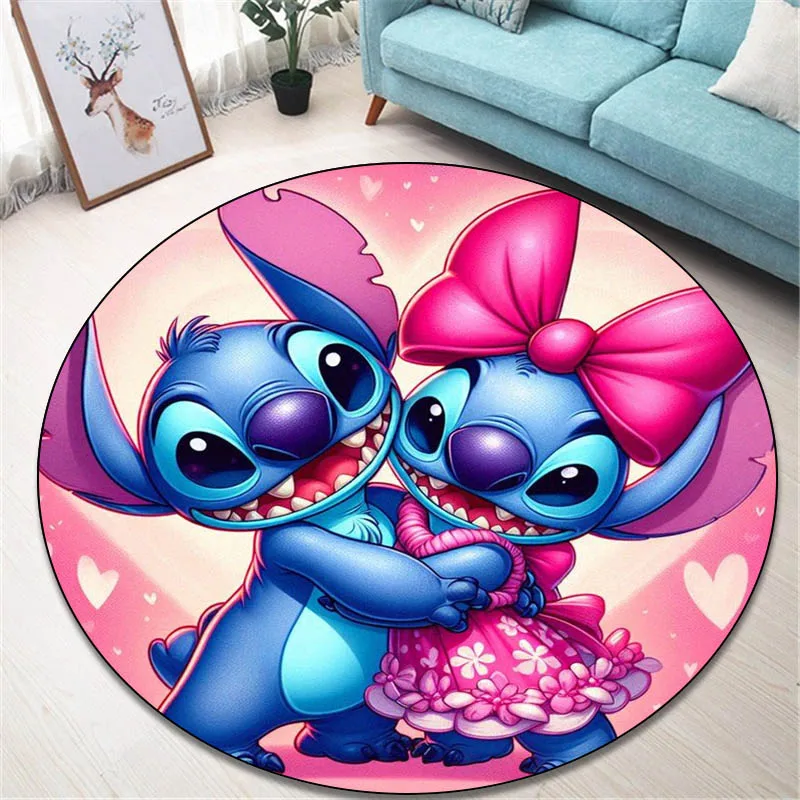 3D cartoon Lilo&Stitch printed round carpet living room bedroom non-slip carpet floor mats bedroom decor area rug birthday gift