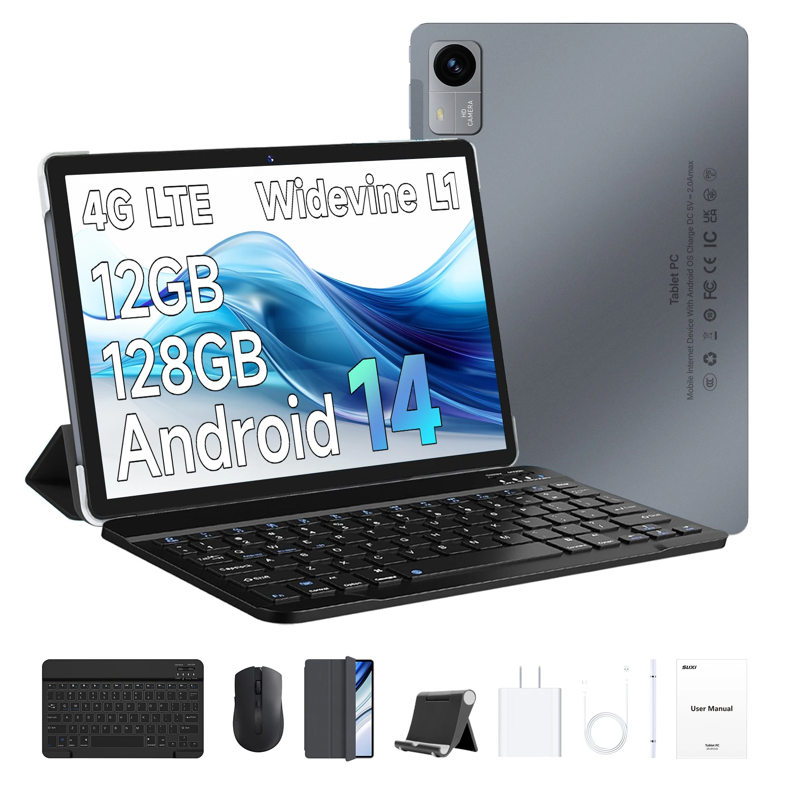 

SUXI A3 Android 14 Tablet 10.1" | Octa-Core T606 | 12GB RAM (4+8)+128GB ROM | 4G LTE SIM | Dual WiFi | 5MP+13MP | 6000mAh