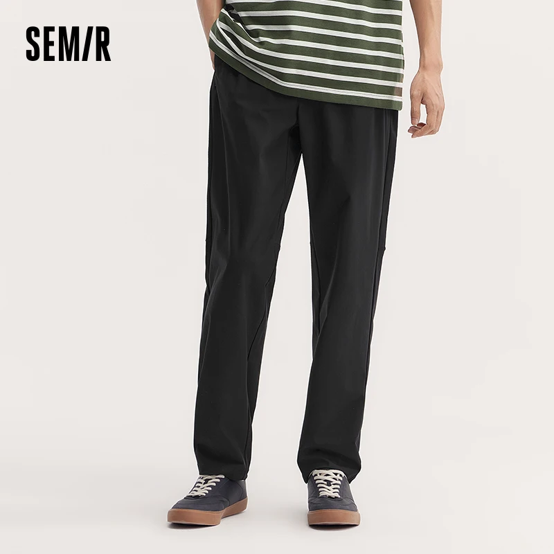 Calça comprida casual semir masculina, fácil de cuidar, elástico na cintura, cor sólida, nova, outono, 2022