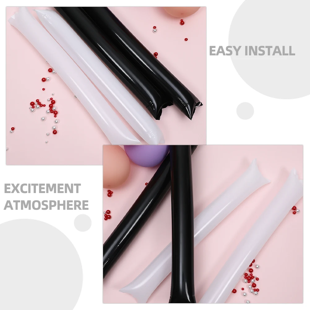 20 Pcs Inflatable Cheering Sticks White Black Thickened Concert Party Sports Event Noise Makers Team Spirit PE Material Safe