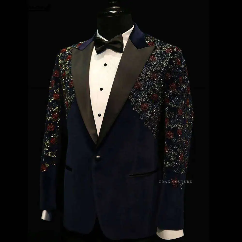 Latest Coat Pant Designs Fashion Shiny Men Suits For Wedding Groom Tuxedos Slim Fit Terno Masculino Prom Party