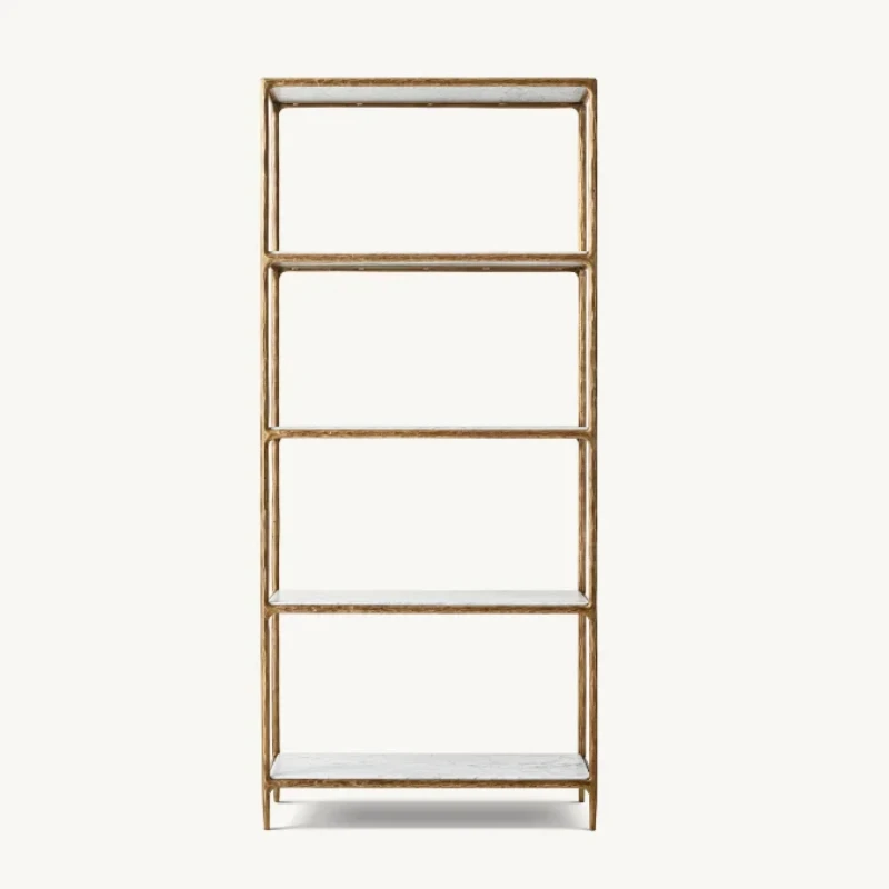 

Modern Living Room Furniture Gold Metal Frame Bookcase American Marble Shelf