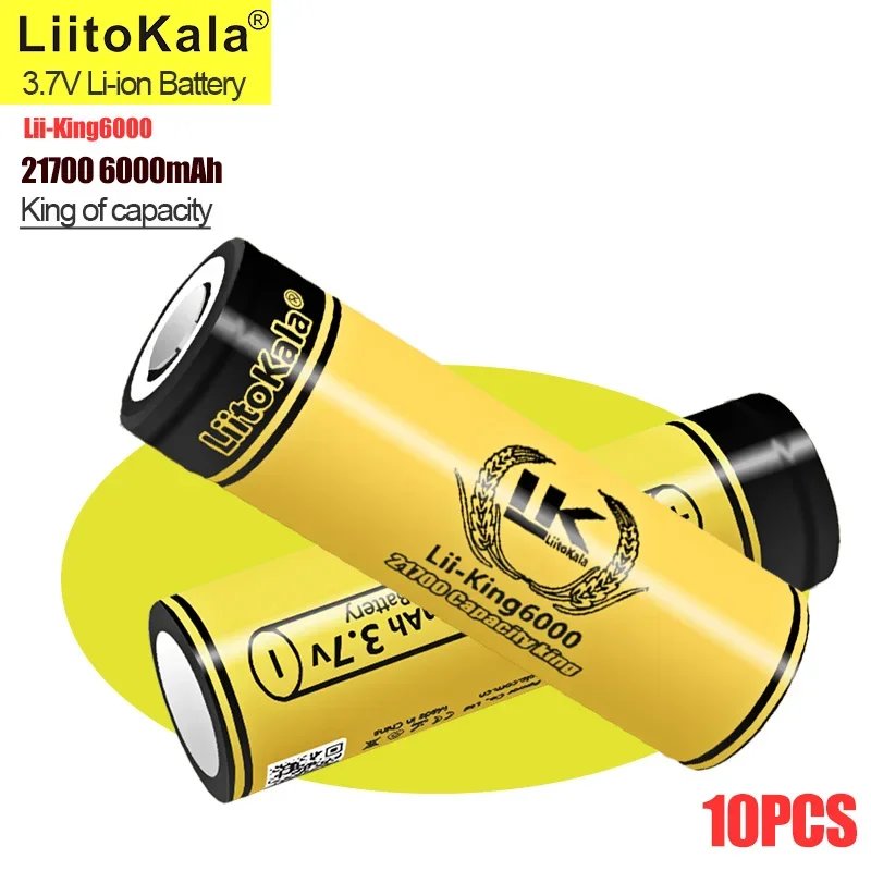 

10PCS LiitoKala King6000 3.7V 21700 6000mAh Rechargeable Lithium Battery For Speaker LED Flashlight Torch Accessory