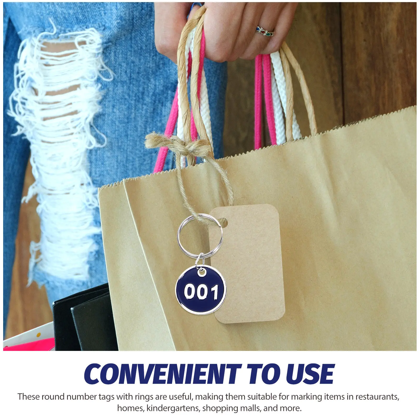 30Pcs Number Tag Key Labels Round Number Tags Identification Keychains Marking Key Tags with Rings for Restaurant Home