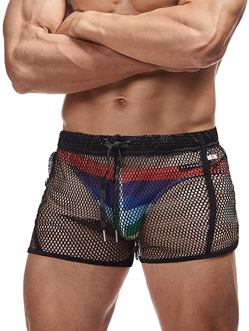 AIMPACT Mens Mesh Shorts Lounge Underwear Boxer Shorts Cover up