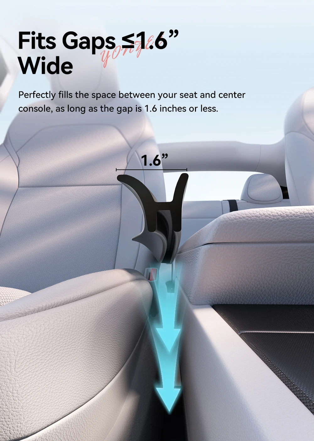 YZ für Tesla Model 3/Y/YL/X/S, Silikon-Sitzspaltfüller mit Wolfram-Notfallhammer, verhindert Herunterfallen, einfacher Griff, Fensterbrecher – Detail 7