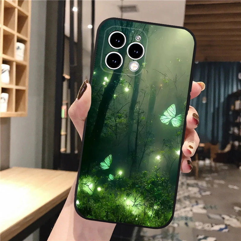 

Forest Night Butterfly tree Moon Phone Case For iphone 17 Pro Max Air 16 15 14 13 Pro Max 15 16 Pro 15Plus