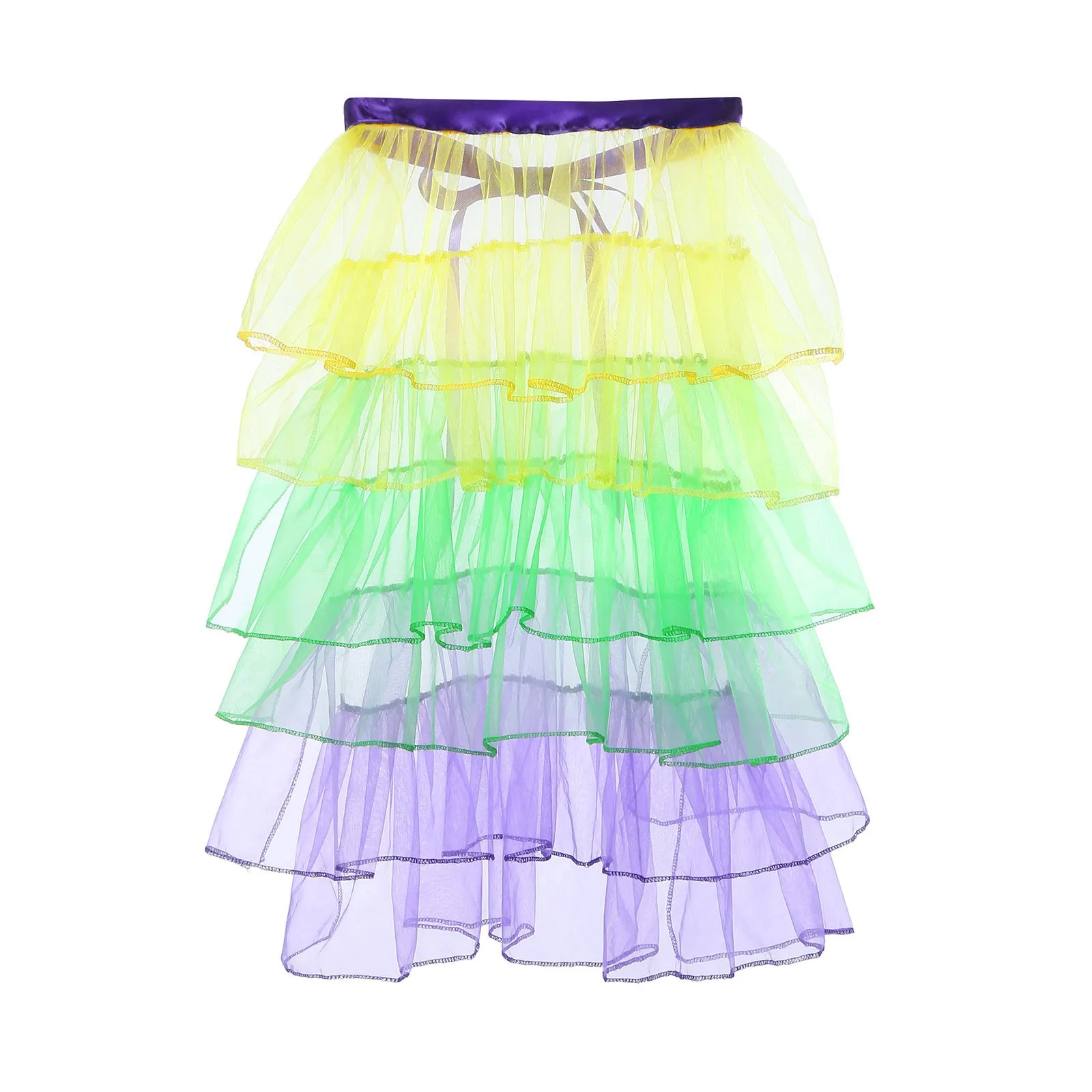 Demi-jupon de carnaval avec point de queue arc-en-ciel, support à lacets, jupes tutu en tulle désossé, robe de Rhde fête de ballet, mini jupon