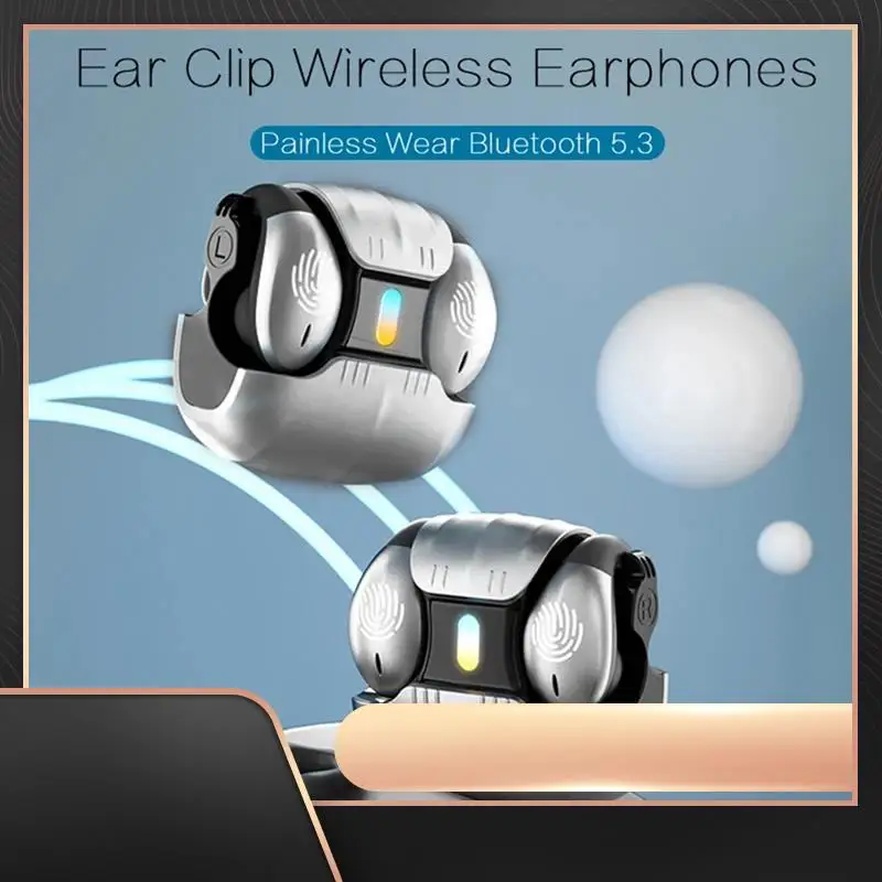 

Беспроводные наушники с костной проводимостью и открытым зажимом для ушей, Bluetooth 5,5, светодиодные дышащие наушники с шумоподавлением для музыки