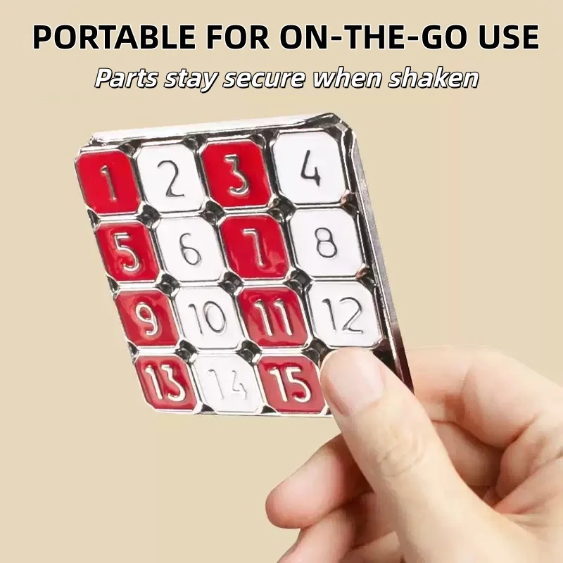 Sliding Puzzle Board Metal Moving Number Jigsaw Game Fun Creative Novelty Stress Relief Learning Mini Portable Adults Prize Gift