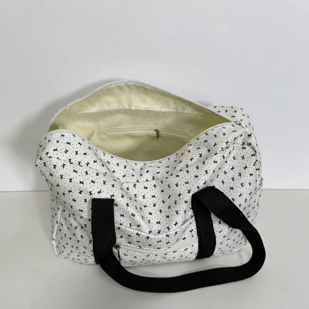 Bow Printing Large Capacity Shoulder Bag Lightweight Durable Polka Dot Gym Bag All Match Minimalist Travel Tote Bag