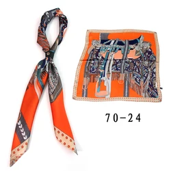 Free Button 70 Square Scarf Men's Silk Scarf Couple Polka Dots Retro Artistic Thin Printed Suit Shirt All-Matching