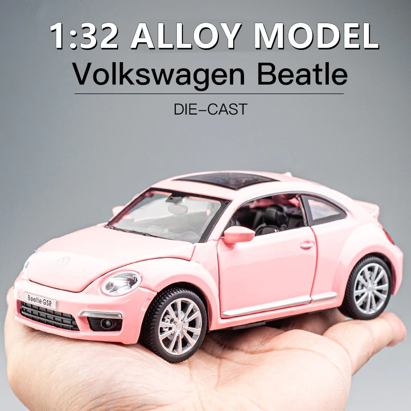 1:32 Toy Car Beatle Metal Alloy Car Model Diecast Simulation Toy Vehicles Car Model Sound Light Miniature Scale Gift